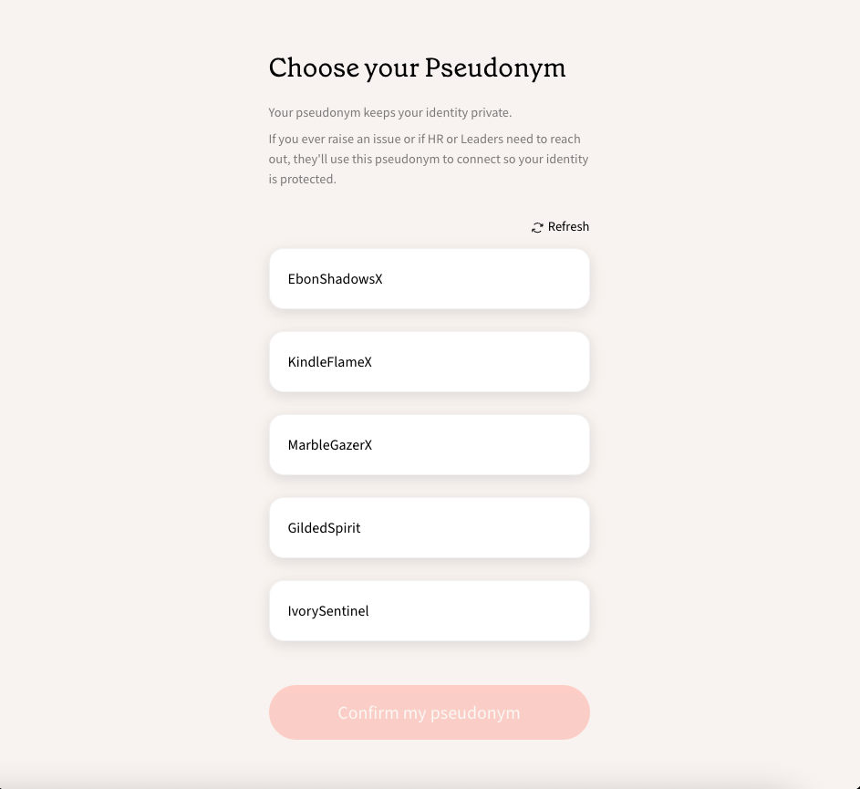 Choose your Pseudonym